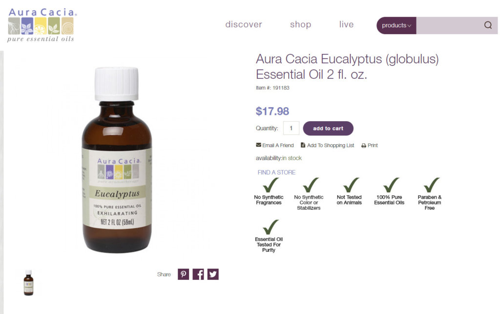 aura cacia eucalyptus essential oil