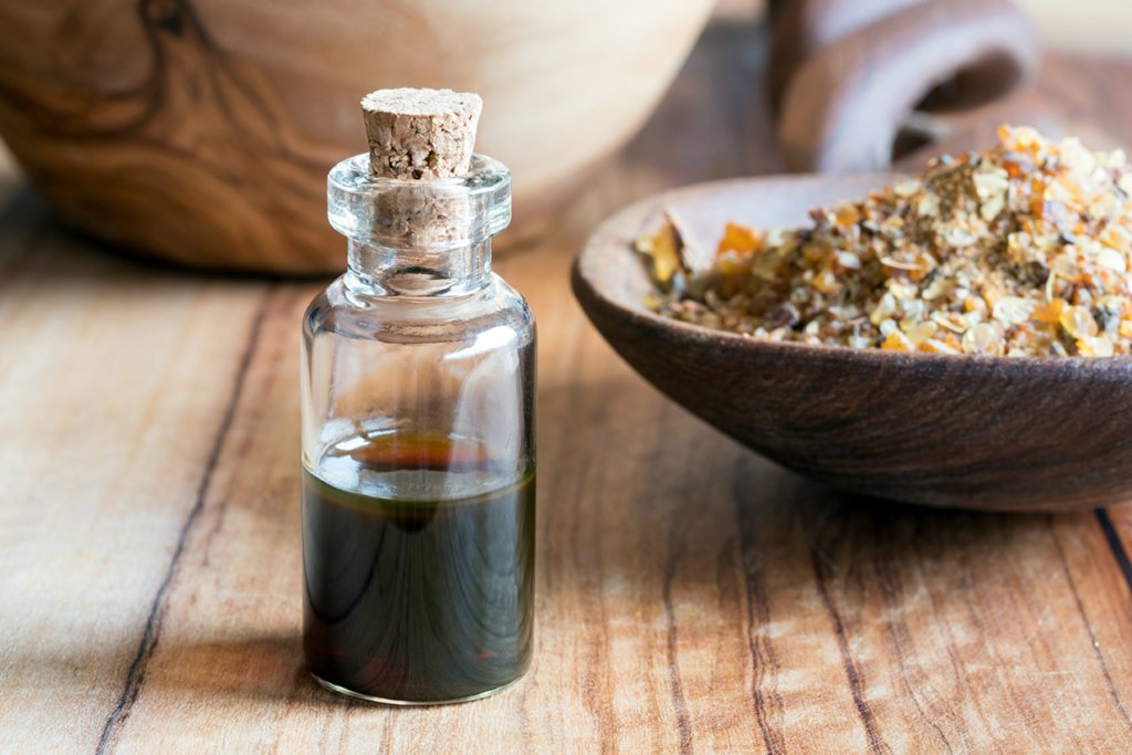 myrrh essential oil bottle