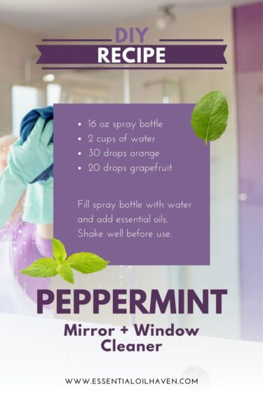 peppermint mirror cleaning DIY recipe with essential oils