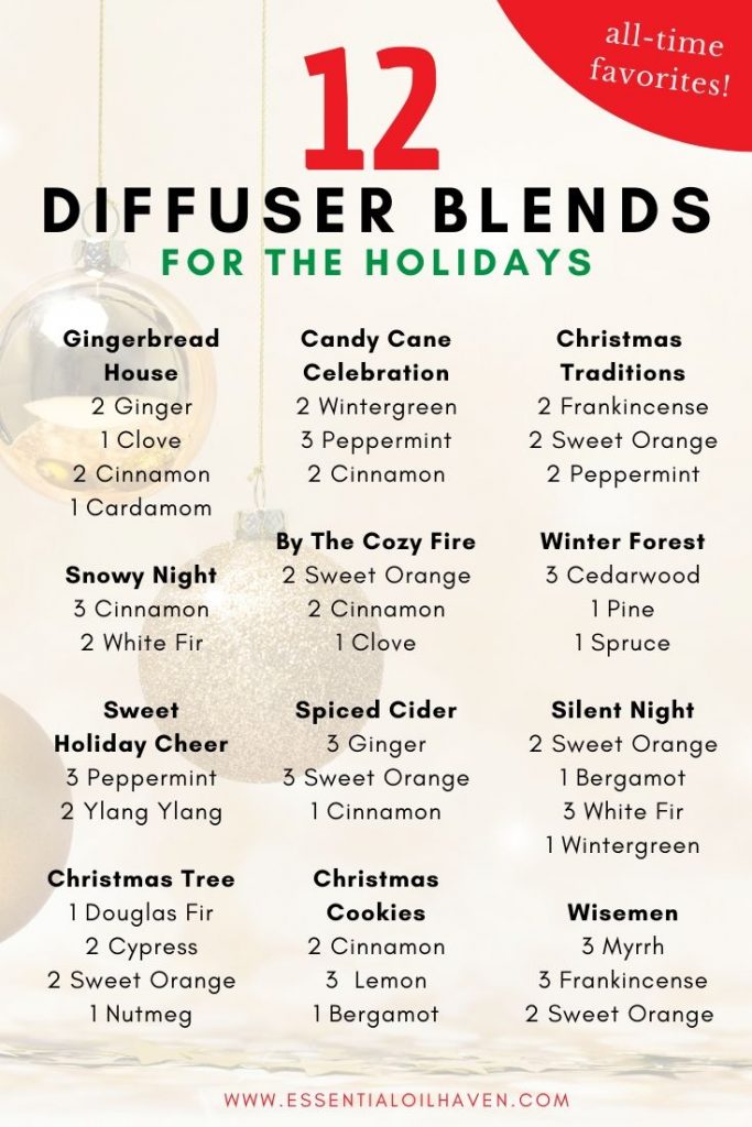12 diffuser blend recipes for Christmas