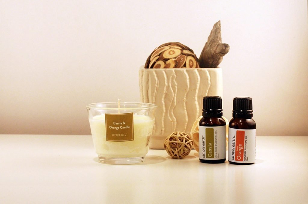 homemade candle with essential oils