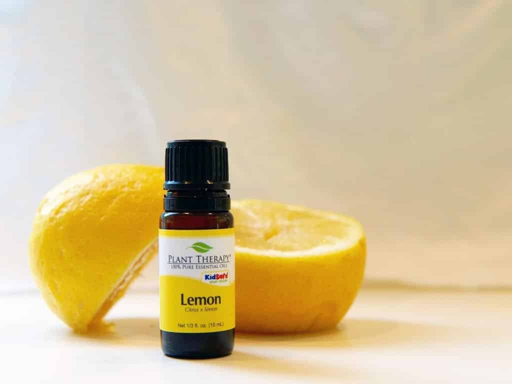lemon essential oil bottle from plant therapy