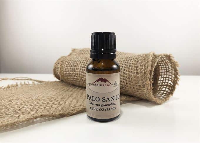 palo santo essential oil bottle