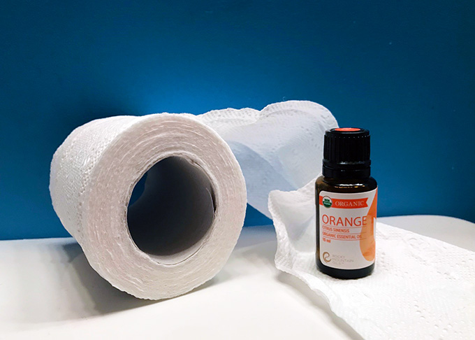 essential oils in toilet paper roll