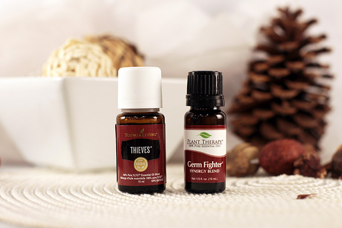 germ fighter essential oil blend, side by side with yl thieves