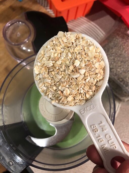ground oats for exfoliating shea butter soap