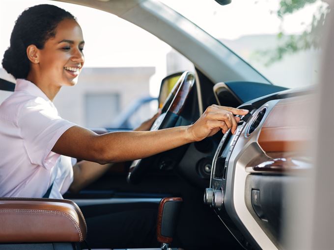woman driving car